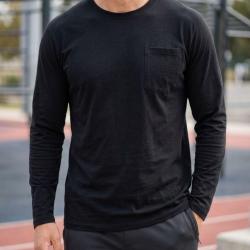 CHALLENGER CORSAIRE5 -- Tee-shirt manches longues noir : le basique masculin confortable et durable 