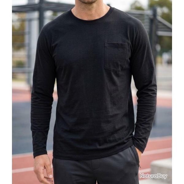 CHALLENGER CORSAIRE5 -- Tee-shirt manches longues noir : le basique masculin confortable et durable 