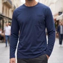 CHALLENGER CORSAIRE6 -- Tee-shirt manches longues marine : le basique masculin confort et durable 2X
