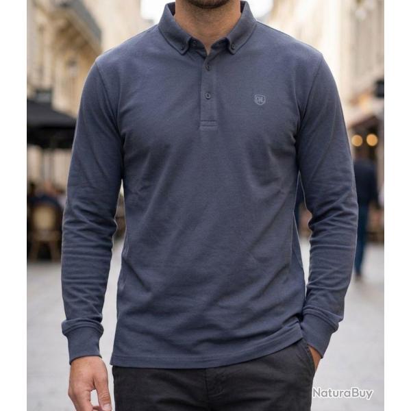 CHALLENGER NATHAN2 -- Polo manches longues gris piqu� : la touche chic et d�contract�e 2XL