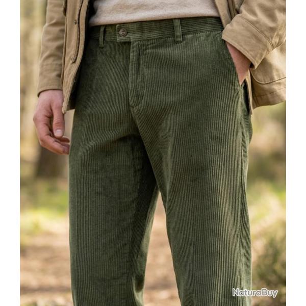CHALLENGER FELIX1 -- Pantalon velours vert fonc� : l'�l�gance confortable au quotidien 44