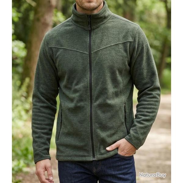 CHALLENGER CHAMONIX3 -- Veste polaire zipp�e kaki chin� : chaleur garantie et finition anti-boulocha