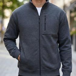 CHALLENGER CAPITAINE3 -- Veste sweat zipp&eacute;e gris fonc&eacute; : le confort pratique au quotidien M