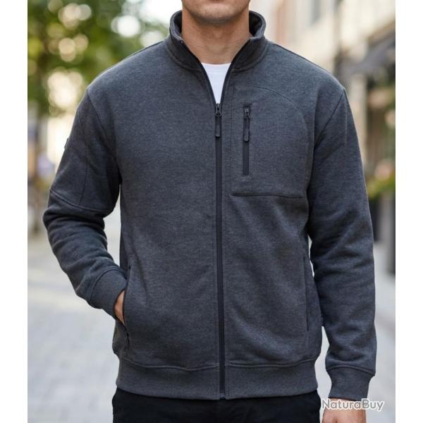 CHALLENGER CAPITAINE3 -- Veste sweat zipp�e gris fonc� : le confort pratique au quotidien L