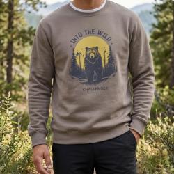 CHALLENGER PARK3 -- Sweat imprim&eacute; taupe : l'alliance du confort et du style moderne M