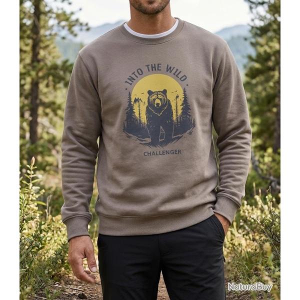 CHALLENGER PARK3 -- Sweat imprim� taupe : l'alliance du confort et du style moderne M
