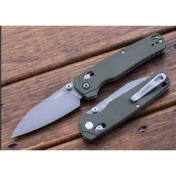 Couteau Kershaw Bel Air XL Lame Reverse Tanto Acier 3V Manche Alu Vert Olive DuraLock Clip KS6110OL