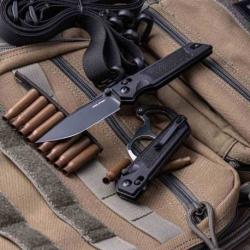 Couteau Real Steel Sacra Black Lame Acier K110 Black Manche G10 Handles Slider Clip RS7712B