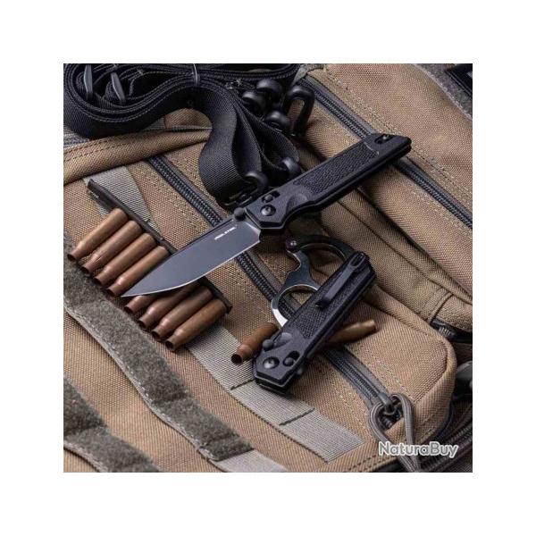 Couteau Real Steel Sacra Black Lame Acier K110 Black Manche G10 Handles Slider Clip RS7712B