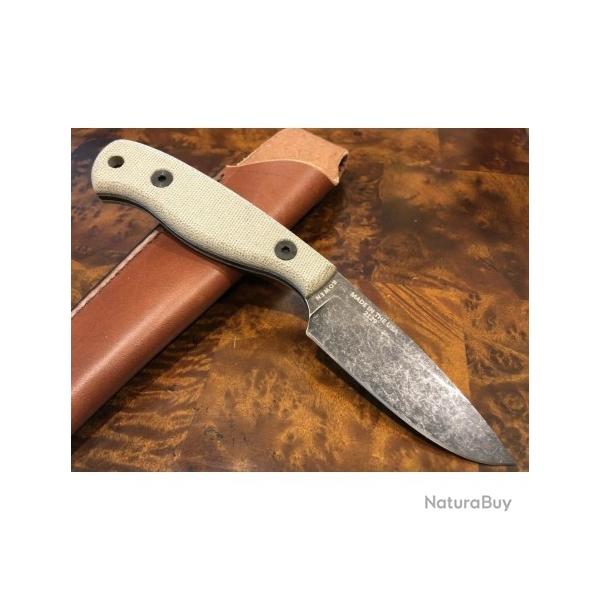 ESJG3BO ESEE Camp Lore James Gibson 1095 Carbon Stonewash Blade Leath Sheath Made USA