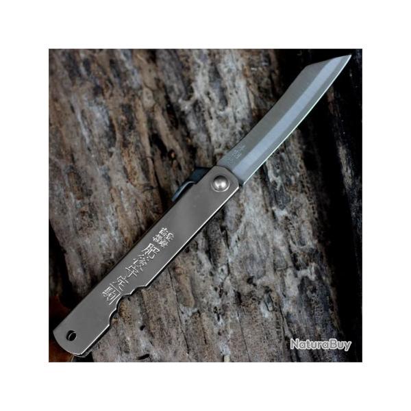 Couteau Higonokami Lame Acier Triple Layered SK Manche Acier Made In Japan HIGO06SL