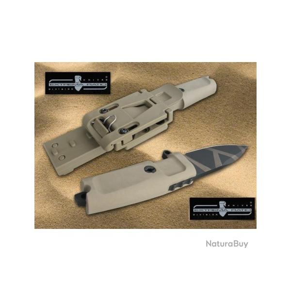 Couteau de Combat Extrema Ratio Shrapnel Desert Lame acier N690 Manche Kraton Made In EX160SHRGOG