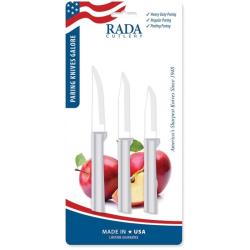 Couteaux de Cuisine Rada Paring Galore 3 Lames Acier T420 Manche Alu Made In USA RDCDS01