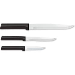 Lot Couteaux de Cuisine Rada Housewarming 3 Lames Acier T420 Manche R&eacute;sine Noir Made In USA RDCG202