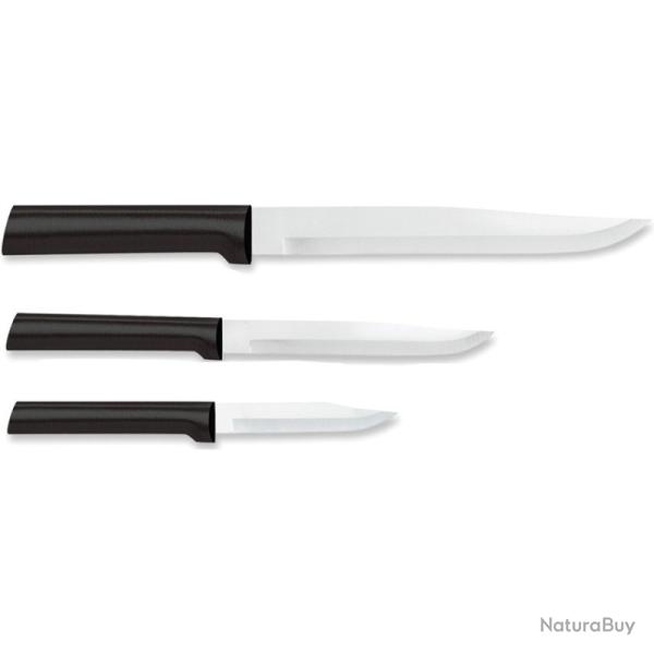 Lot Couteaux de Cuisine Rada Housewarming 3 Lames Acier T420 Manche R�sine Noir Made In USA RDCG202