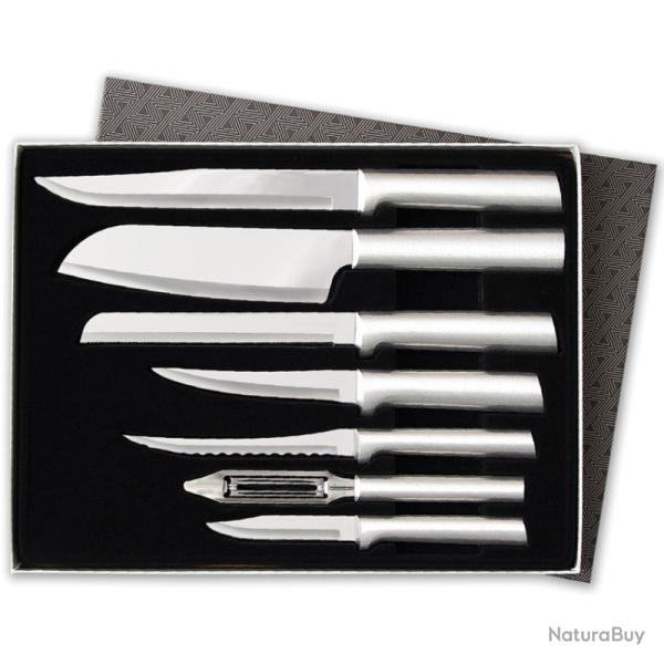 Lot Couteaux de Cuisine Rada Starter 6 Lames Acier T420 Manche Alu Argent� Made In USA RDCS38