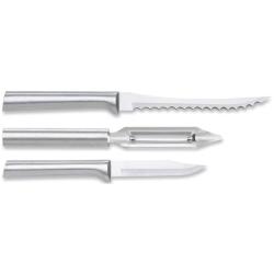 Lot Couteaux de Cuisine Rada Peel Pare Slice 2 Lames Acier T420 Manche Alu Argent&eacute; Made In RDCS18