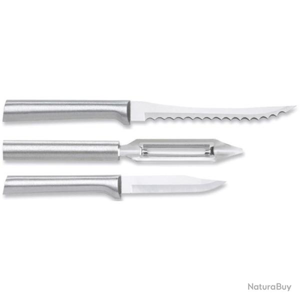 Lot Couteaux de Cuisine Rada Peel Pare Slice 2 Lames Acier T420 Manche Alu Argent� Made In RDCS18