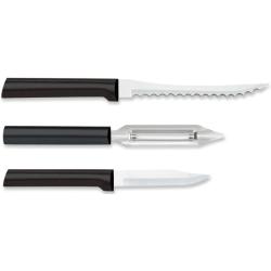 Lot Couteaux de Cuisine Rada Peel Pare Slice 2 Lames Acier T420 Manche R&eacute;sine Noir Made In RDCG218