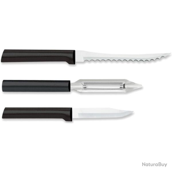 Lot Couteaux de Cuisine Rada Peel Pare Slice 2 Lames Acier T420 Manche R�sine Noir Made In RDCG218
