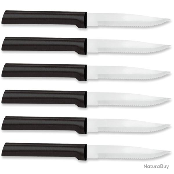 Coffret Couteaux de Cuisine Rada Steak Dent� 6 Lames Acier T420 Manche R�sine Noir Made In RDCG26S