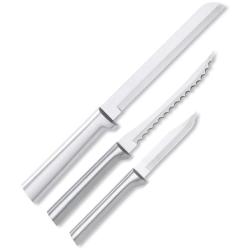 Coffret Couteaux de Cuisine Rada Serrations 3 Lames Acier T420 Manche Alu Argent&eacute; Made In USA RDCS54