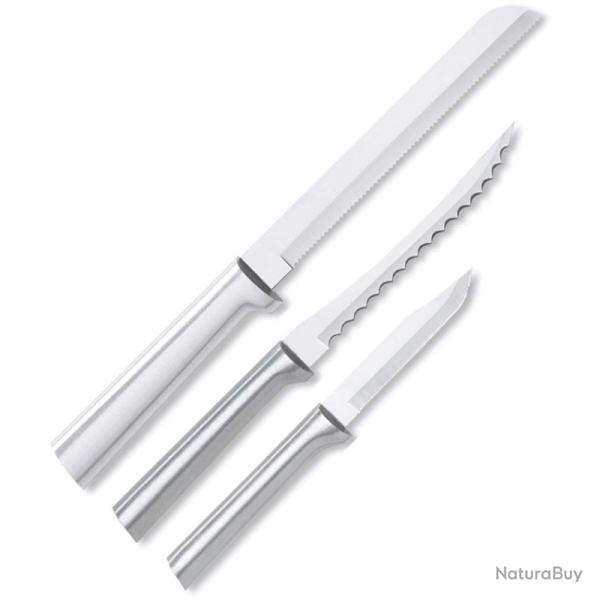Coffret Couteaux de Cuisine Rada Serrations 3 Lames Acier T420 Manche Alu Argent� Made In USA RDCS54