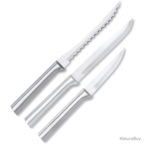 Coffret Couteaux de Cuisine Rada Cooking 3 Lames Acier T420 Manche Alu Argent� Made In USA RDCS49