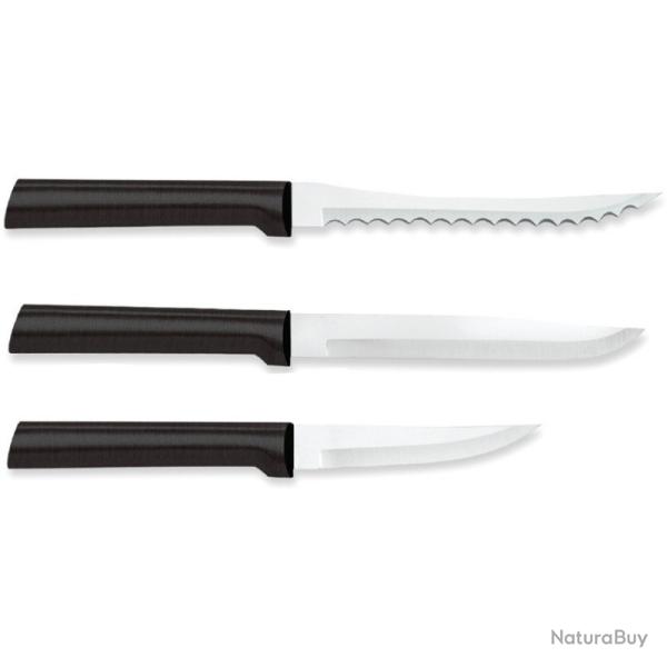 Coffret Couteaux de Cuisine Rada Cooking 3 Lames Acier T420 Manche R�sine Noir Made In USA RDCG249