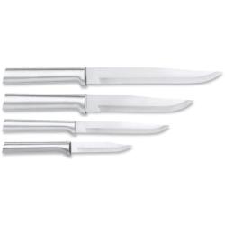 Coffret Couteaux de Cuisine Rada Wedding 4 Lames Acier T420 Manche Alu Argent&eacute; Made In USA RDCS04