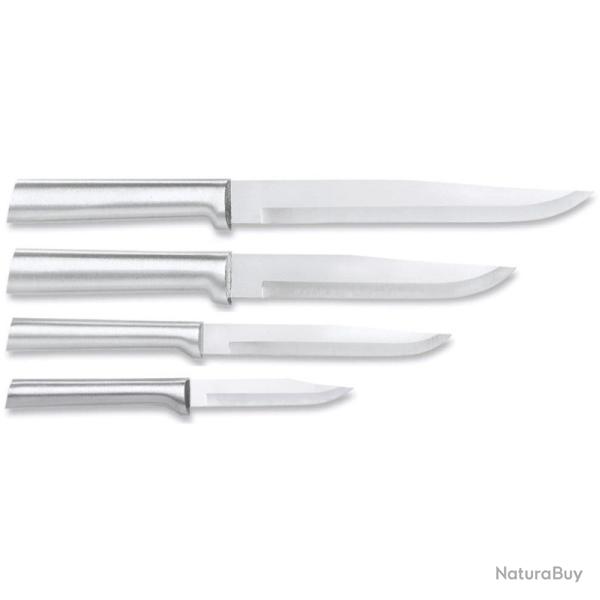 Coffret Couteaux de Cuisine Rada Wedding 4 Lames Acier T420 Manche Alu Argent� Made In USA RDCS04