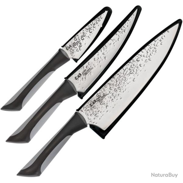 Lot Couteaux Kai Luna Trio 3 Lames Acier 1.4116 Manche Synth�tique Noir Gris KAI0370