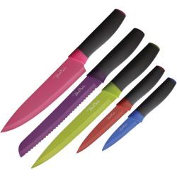 Lot Couteaux Benchmark Cuisine Couleurs 5 Lames Acier Inox Manche Synth&eacute;tique Gris BMK133