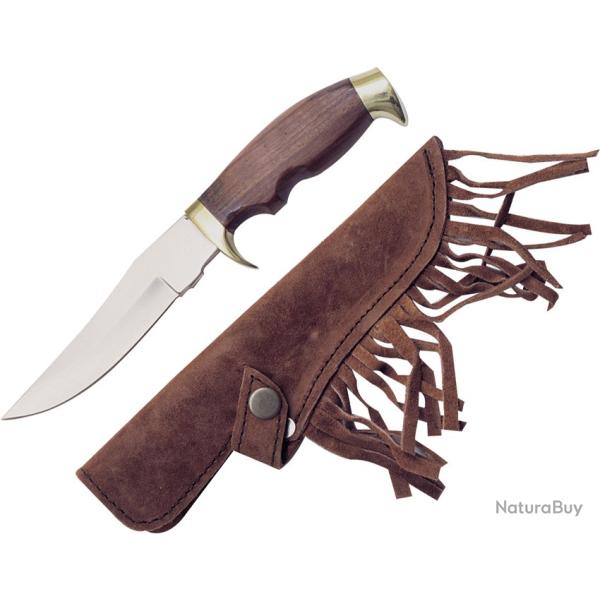 Couteau Fixe Ole Smoky Snake River Skinner Lame Inox Manche Bois Marron �tui Cuir OS16