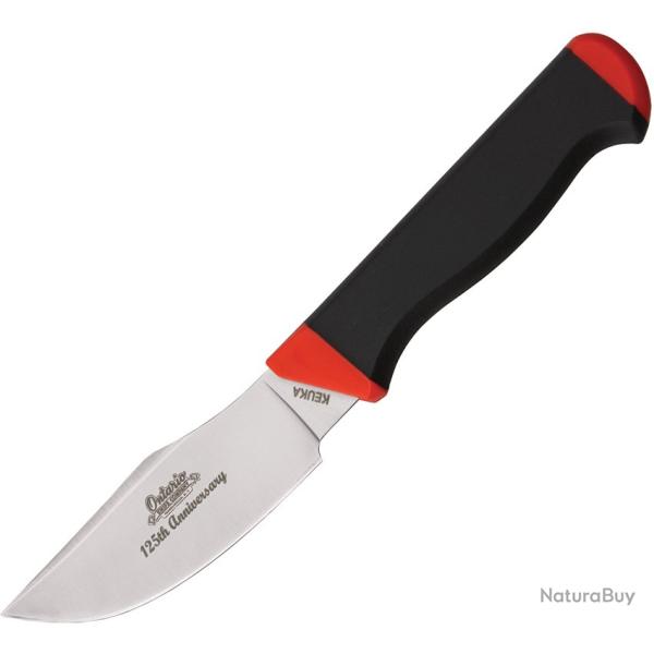 Couteau Ontario Keuka Hunter 125th Anniversary Lame Inox Manche Caoutchouc Noir et Rouge ON7536BLK