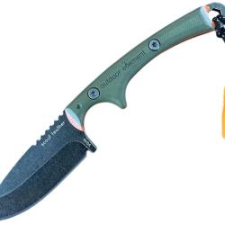 Couteau Outdoor Element Scout Feather Lame Acier VG-10 Drop Point Manche G10 Vert OD &Eacute;tui ODESFKS1