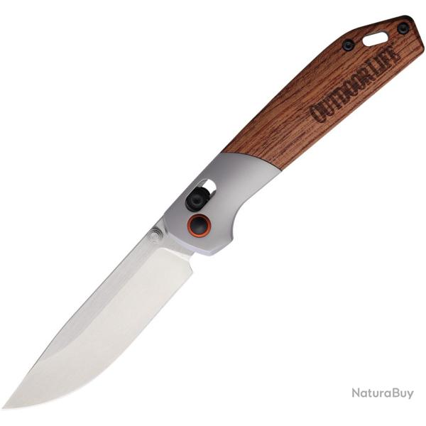 Couteau Pliant Outdoor Life PLX Lame Acier D2 Manche Bois Marron OLM003