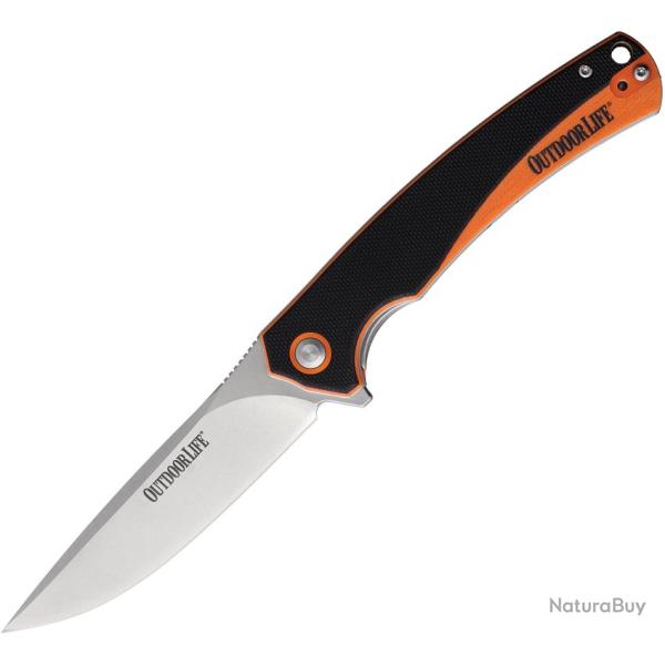 Couteau Pliant Outdoor Life Talus Lame Acier D2 Manche G10 Noir et Orange Linerlock OLM009