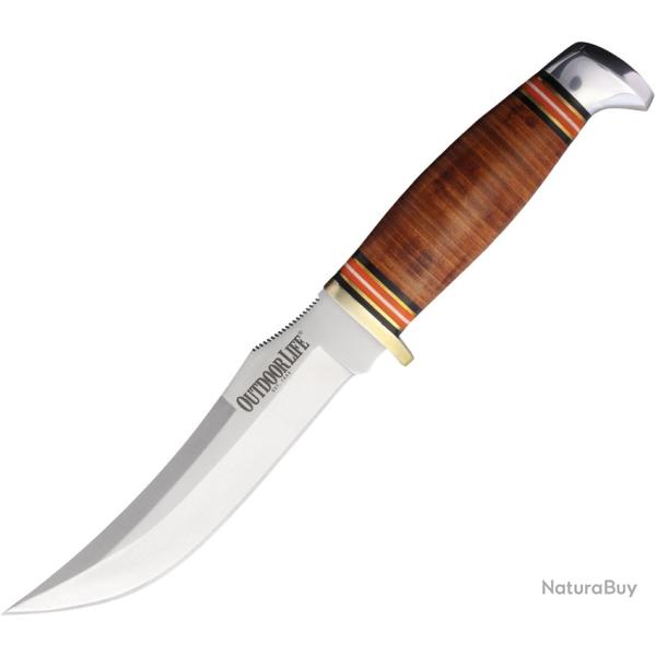 Couteau Fixe Outdoor Life Hunter Lame Inox Clip Point Manche Cuir �tui Cuir OLM010