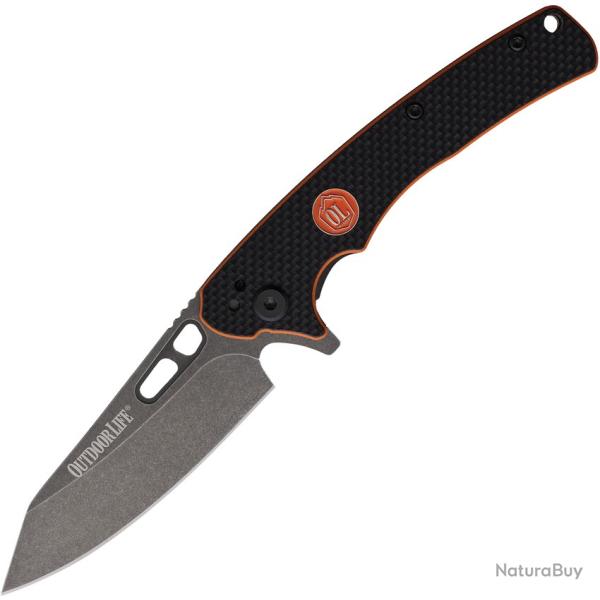 Couteau Pliant Outdoor Life HYOH EDC Lame Acier D2 Manche G10 Noir et Orange Linerlock OLM065B