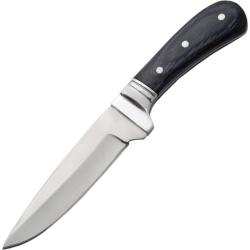 Couteau Fixe Wild Deer Hunter Lame Inox Manche Bois Noir &Eacute;tui Cuir PA203084