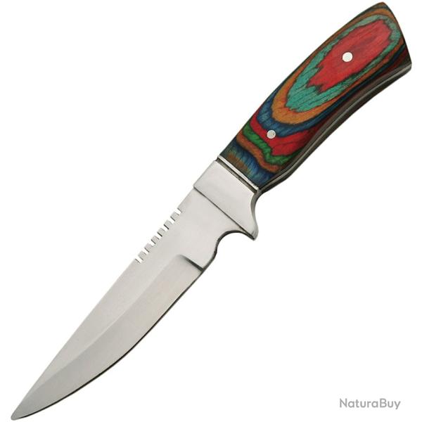 Couteau Fixe Wild Deer Hunter Lame Inox Manche Pakkawood �tui Cuir PA203199