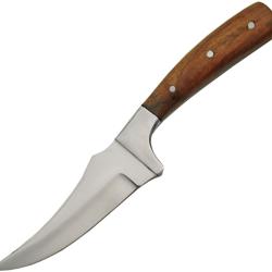Couteau Fixe Poorman's Skinner Lame Inox Manche Bois Marron &Eacute;tui Cuir PA203366