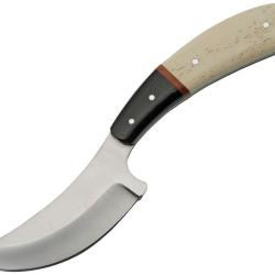 Couteau Fixe Skinner Lame Inox Manche Os &Eacute;tui Cuir PA203419BO