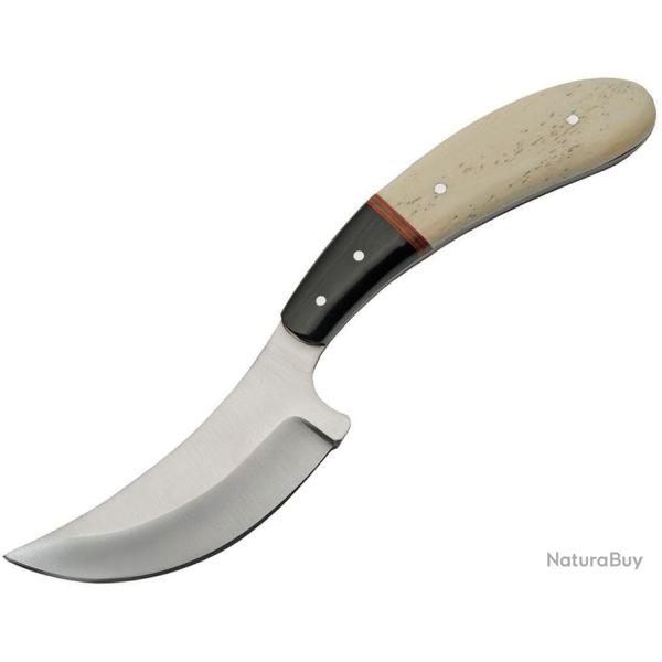 Couteau Fixe Skinner Lame Inox Manche Os �tui Cuir PA203419BO