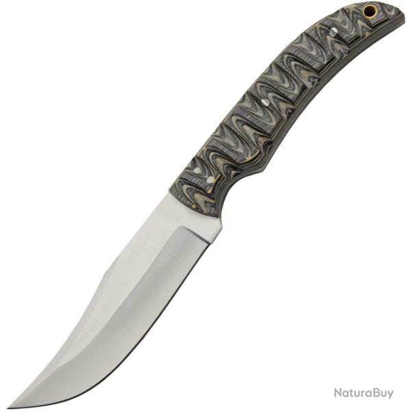 Couteau Fixe Mountain Hunter Lame Inox Manche Bois Gris �tui Cuir PA203486