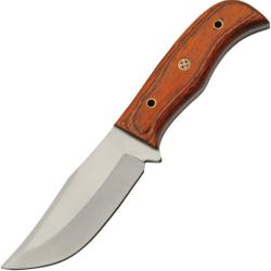 Couteau Fixe Hunter Mosaic Pin Lame Inox Manche Bois Marron &Eacute;tui Cuir PA203494