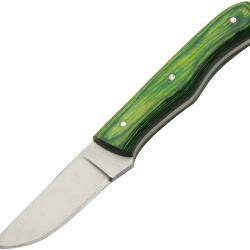 Couteau Fixe Farmer's Lame Inox Manche Bois Vert &Eacute;tui Cuir PA203502