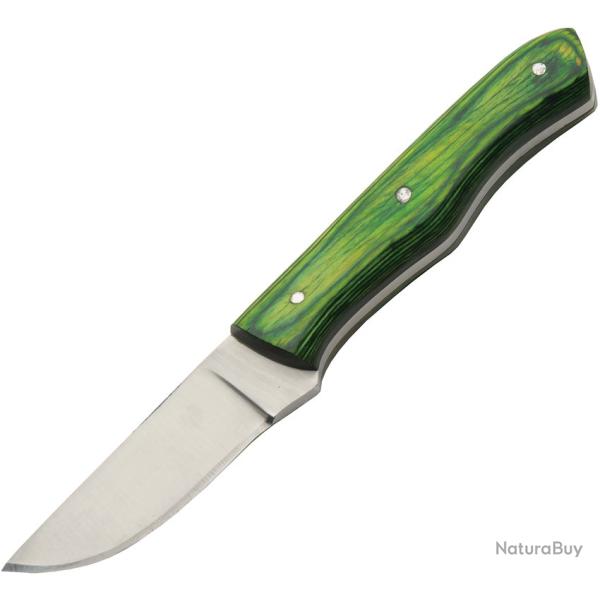 Couteau Fixe Farmer's Lame Inox Manche Bois Vert �tui Cuir PA203502