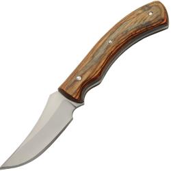 Couteau Fixe Skinner Lame Inox Manche Bois Marron &Eacute;tui Cuir PA203506